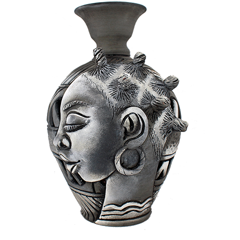 3D Bumpy Head Vase Series — Grey Narrow Neck