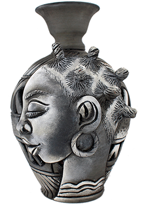 3D Bumpy Head Vase Series — Grey Narrow Neck