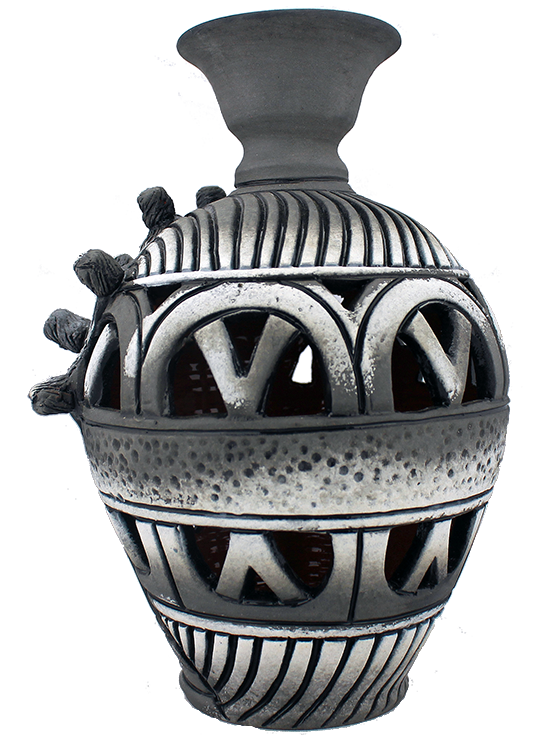 3D Bumpy Head Vase Series — Grey Narrow Neck