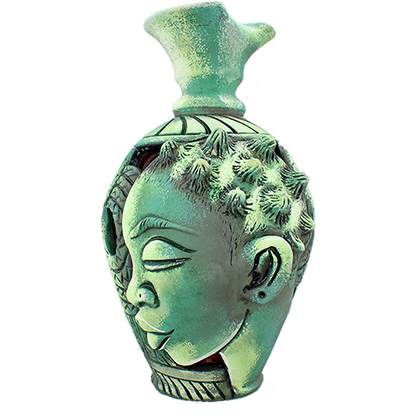 3D Bumpy Head Vase Series — Green Twisted Neck