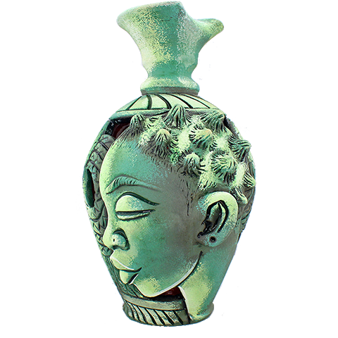 3D Bumpy Head Vase Series — Green Twisted Neck