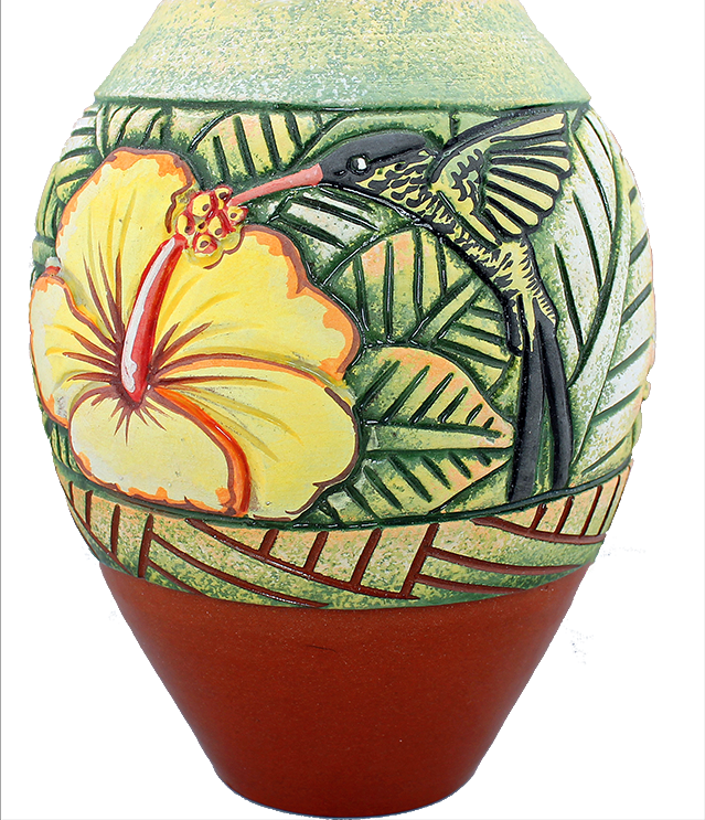 Hibiscus and Doctor Bird Vase