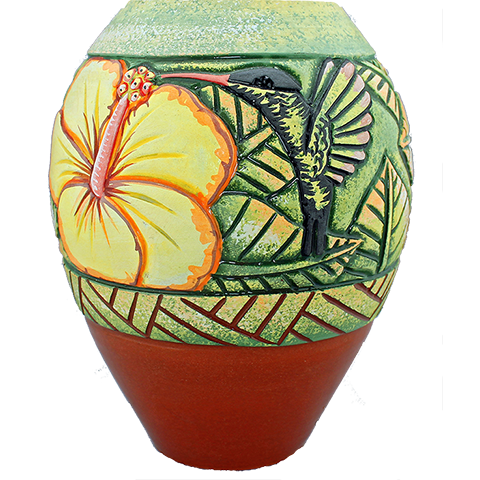 Hibiscus and Doctor Bird Vase