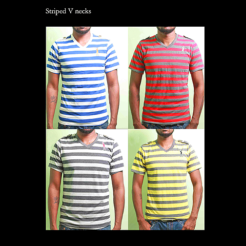 Striped V-Neck Tees